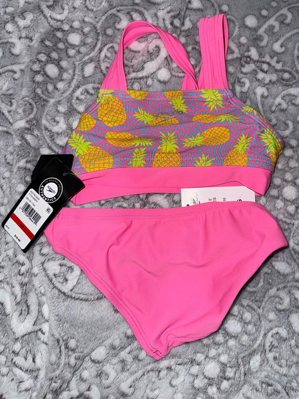 Speedo Pink Pineapple Print Two-Piece Girls' Swim Set